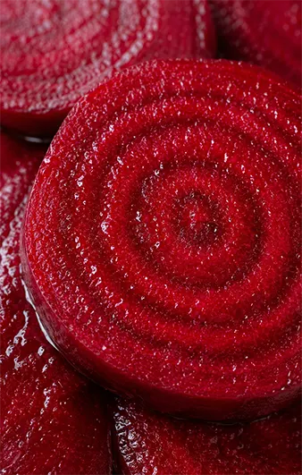 Freshly sliced beetroot